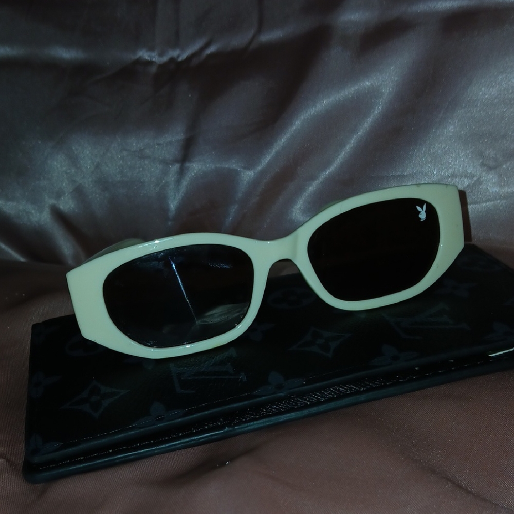 Cream and Black Retro Sunglasses with Playboy Design
